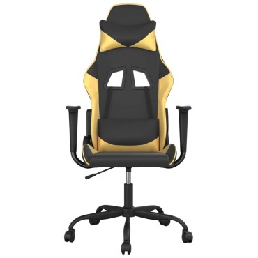 vidaXL Καρέκλα Gaming Μαύρο/Χρυσό από Συνθετικό Δέρμα 66x56x(120,5-131)cm 1 τεμ.