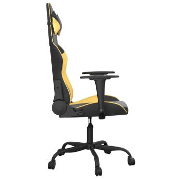 vidaXL Καρέκλα Gaming Μαύρο/Χρυσό από Συνθετικό Δέρμα 66x56x(120,5-131)cm 1 τεμ.