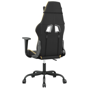 vidaXL Καρέκλα Gaming Μαύρο/Χρυσό από Συνθετικό Δέρμα 66x56x(120,5-131)cm 1 τεμ.