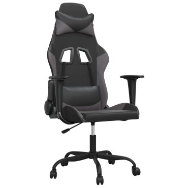 vidaXL Καρέκλα Gaming Μαύρο/Γκρι από Συνθετικό Δέρμα 66x56x(120,5-131)cm 1 τεμ.