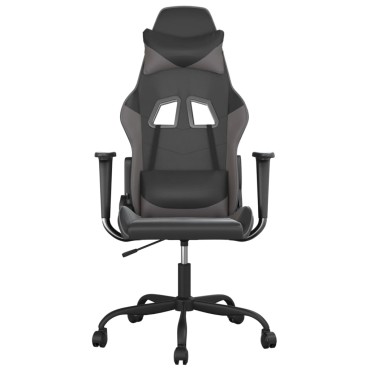 vidaXL Καρέκλα Gaming Μαύρο/Γκρι από Συνθετικό Δέρμα 66x56x(120,5-131)cm 1 τεμ.