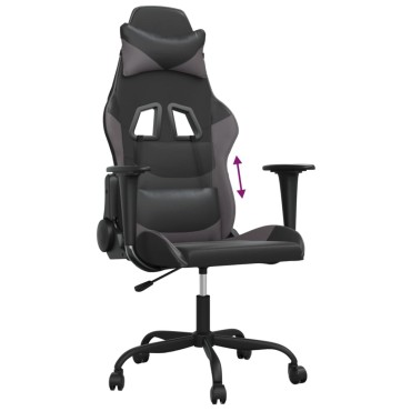 vidaXL Καρέκλα Gaming Μαύρο/Γκρι από Συνθετικό Δέρμα 66x56x(120,5-131)cm 1 τεμ.