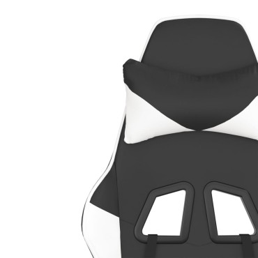vidaXL Καρέκλα Gaming Μαύρο/Λευκό από Συνθετικό Δέρμα 66x56x(120,5-131)cm 1 τεμ.