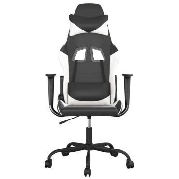 vidaXL Καρέκλα Gaming Μαύρο/Λευκό από Συνθετικό Δέρμα 66x56x(120,5-131)cm 1 τεμ.
