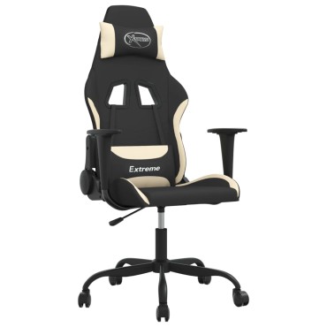 vidaXL Καρέκλα Gaming Μαύρη και Κρεμ Υφασμάτινη 65x62,5x(120-130)cm 1 τεμ.