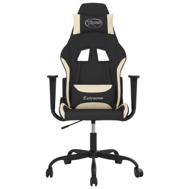vidaXL Καρέκλα Gaming Μαύρη και Κρεμ Υφασμάτινη 65x62,5x(120-130)cm 1 τεμ.