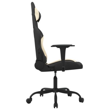 vidaXL Καρέκλα Gaming Μαύρη και Κρεμ Υφασμάτινη 65x62,5x(120-130)cm 1 τεμ.