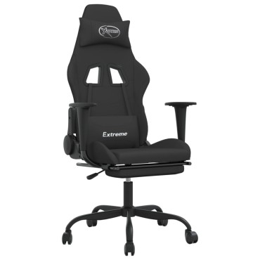 vidaXL Καρέκλα Gaming Μαύρη Ύφασμα με Υποπόδιο 66x58x(120-130)cm 1 τεμ.