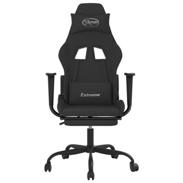 vidaXL Καρέκλα Gaming Μαύρη Ύφασμα με Υποπόδιο 66x58x(120-130)cm 1 τεμ.