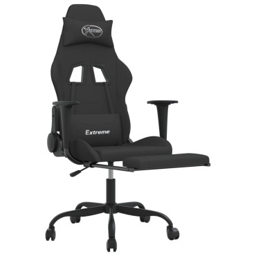 vidaXL Καρέκλα Gaming Μαύρη Ύφασμα με Υποπόδιο 66x58x(120-130)cm 1 τεμ.