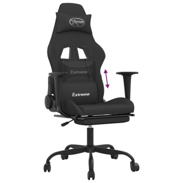 vidaXL Καρέκλα Gaming Μαύρη Ύφασμα με Υποπόδιο 66x58x(120-130)cm 1 τεμ.
