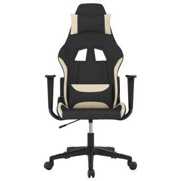 vidaXL Καρέκλα Gaming Μαύρη και Κρεμ Υφασμάτινη 65x58x(118-128)cm 1 τεμ.