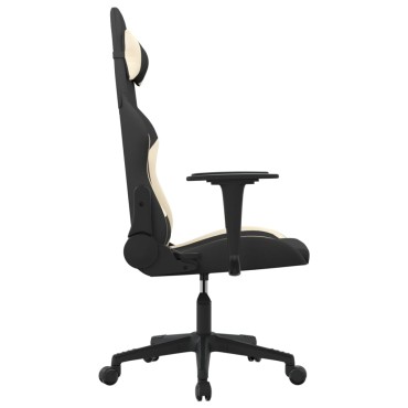 vidaXL Καρέκλα Gaming Μαύρη και Κρεμ Υφασμάτινη 65x58x(118-128)cm 1 τεμ.