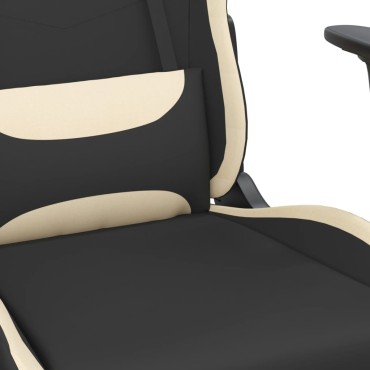 vidaXL Καρέκλα Gaming Μαύρη και Κρεμ Υφασμάτινη 65x58x(118-128)cm 1 τεμ.