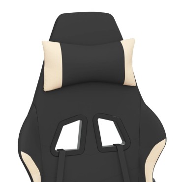 vidaXL Καρέκλα Gaming Μαύρη και Κρεμ Υφασμάτινη 65x58x(118-128)cm 1 τεμ.