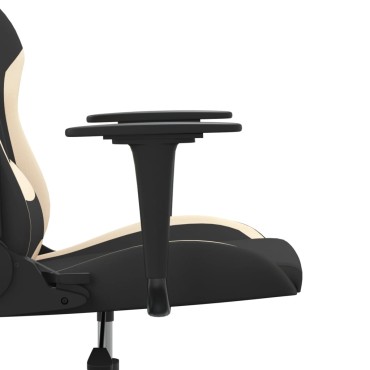vidaXL Καρέκλα Gaming Μαύρη και Κρεμ Υφασμάτινη 65x58x(118-128)cm 1 τεμ.