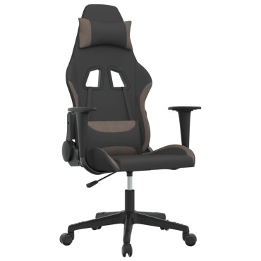 vidaXL Καρέκλα Gaming Μαύρη και Taupe Υφασμάτινη 65x58x(118-128)cm 1 τεμ.