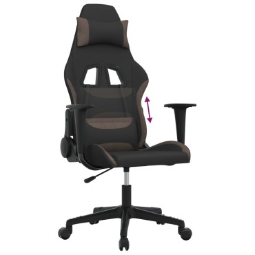 vidaXL Καρέκλα Gaming Μαύρη και Taupe Υφασμάτινη 65x58x(118-128)cm 1 τεμ.