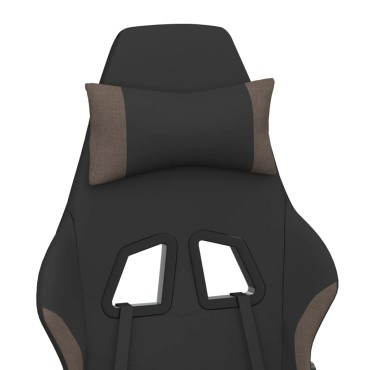 vidaXL Καρέκλα Gaming Μαύρη και Taupe Υφασμάτινη 65x58x(118-128)cm 1 τεμ.