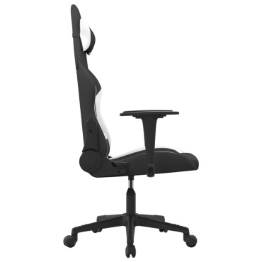 vidaXL Καρέκλα Gaming Μαύρη και Λευκό Υφασμάτινη 65x58x(118-128)cm 1 τεμ.