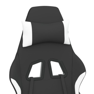 vidaXL Καρέκλα Gaming Μαύρη και Λευκό Υφασμάτινη 65x58x(118-128)cm 1 τεμ.