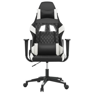 vidaXL Καρέκλα Gaming Μαύρο/Λευκό από Συνθετικό Δέρμα 64x60x(117-127)cm 1 τεμ.