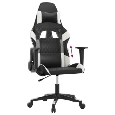 vidaXL Καρέκλα Gaming Μαύρο/Λευκό από Συνθετικό Δέρμα 64x60x(117-127)cm 1 τεμ.