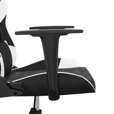 vidaXL Καρέκλα Gaming Μαύρο/Λευκό από Συνθετικό Δέρμα 64x60x(117-127)cm 1 τεμ.