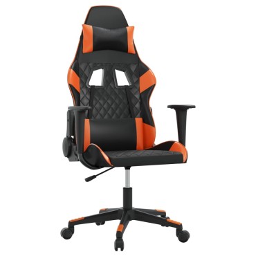 vidaXL Καρέκλα Gaming Μαύρο/Πορτοκαλί Συνθετικό Δέρμα 64x60x(117-127)cm 1 τεμ.