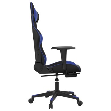 vidaXL Καρέκλα Gaming Μασάζ Υποπόδιο Μαύρο/μπλε από Συνθετικό Δέρμα 64x60x(117-127)cm 1 τεμ.
