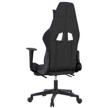vidaXL Καρέκλα Gaming Μασάζ Υποπόδιο Μαύρο/μπλε από Συνθετικό Δέρμα 64x60x(117-127)cm 1 τεμ.