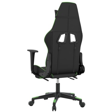vidaXL Καρέκλα Gaming Μασάζ Υποπόδιο Μαύρο/Πράσινο από Συνθετικό Δέρμα 64x60x(117-127)cm 1 τεμ.