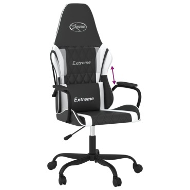 vidaXL Καρέκλα Gaming Μαύρο/Λευκό από Συνθετικό Δέρμα 54x61,5x(118,5-128)cm 1 τεμ.