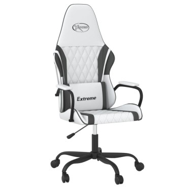 vidaXL Καρέκλα Gaming Λευκό/Μαύρο από Συνθετικό Δέρμα 54x61,5x(118,5-128)cm 1 τεμ.