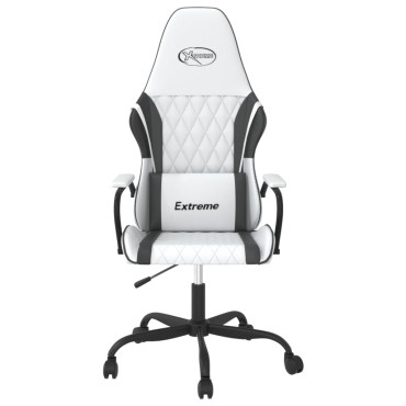 vidaXL Καρέκλα Gaming Λευκό/Μαύρο από Συνθετικό Δέρμα 54x61,5x(118,5-128)cm 1 τεμ.