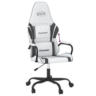 vidaXL Καρέκλα Gaming Λευκό/Μαύρο από Συνθετικό Δέρμα 54x61,5x(118,5-128)cm 1 τεμ.