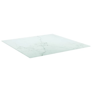 vidaXL Επιφάνεια Τραπεζιού Λευκή 80x80cm 6 χιλ Ψημ. Γυαλί Μαρμ. Σχέδιο 1 τεμ.