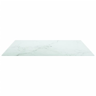 vidaXL Επιφάνεια Τραπεζιού Λευκή 80x80cm 6 χιλ Ψημ. Γυαλί Μαρμ. Σχέδιο 1 τεμ.