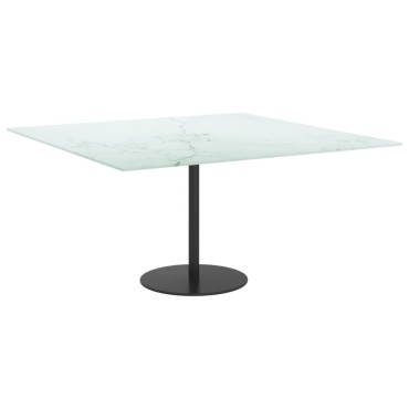 vidaXL Επιφάνεια Τραπεζιού Λευκή 80x80cm 6 χιλ Ψημ. Γυαλί Μαρμ. Σχέδιο 1 τεμ.
