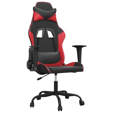vidaXL Καρέκλα Gaming Μασάζ Μαύρο/Κόκκινο από Συνθετικό Δέρμα 66,5x61x(118-127,5)cm 1 τεμ.