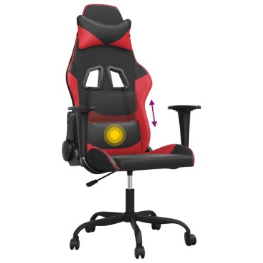 vidaXL Καρέκλα Gaming Μασάζ Μαύρο/Κόκκινο από Συνθετικό Δέρμα 66,5x61x(118-127,5)cm 1 τεμ.