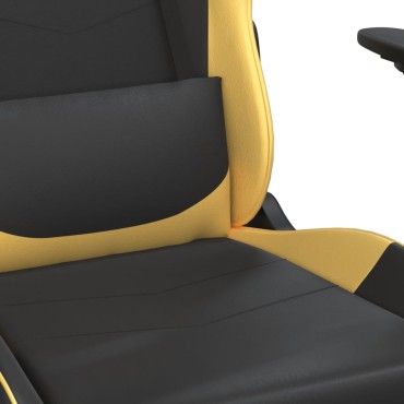 vidaXL Καρέκλα Gaming Μασάζ Μαύρο/Χρυσό από Συνθετικό Δέρμα 66,5x61x(118-127,5)cm 1 τεμ.