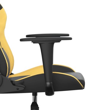 vidaXL Καρέκλα Gaming Μασάζ Μαύρο/Χρυσό από Συνθετικό Δέρμα 66,5x61x(118-127,5)cm 1 τεμ.