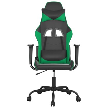 vidaXL Καρέκλα Gaming Μασάζ Μαύρο/Πράσινο από Συνθετικό Δέρμα 66,5x61x(118-127,5)cm 1 τεμ.