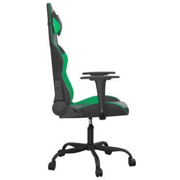 vidaXL Καρέκλα Gaming Μασάζ Μαύρο/Πράσινο από Συνθετικό Δέρμα 66,5x61x(118-127,5)cm 1 τεμ.