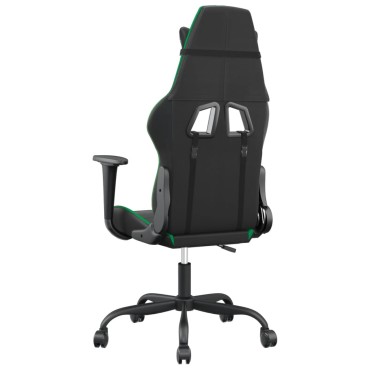 vidaXL Καρέκλα Gaming Μασάζ Μαύρο/Πράσινο από Συνθετικό Δέρμα 66,5x61x(118-127,5)cm 1 τεμ.