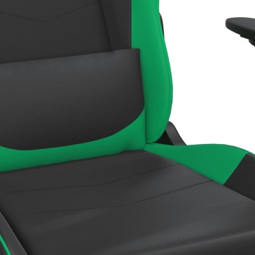 vidaXL Καρέκλα Gaming Μασάζ Μαύρο/Πράσινο από Συνθετικό Δέρμα 66,5x61x(118-127,5)cm 1 τεμ.