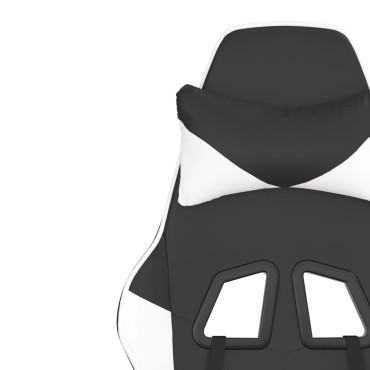 vidaXL Καρέκλα Gaming Μασάζ Ασπρόμαυρη από Συνθετικό Δέρμα 66,5x61x(118-127,5)cm 1 τεμ.