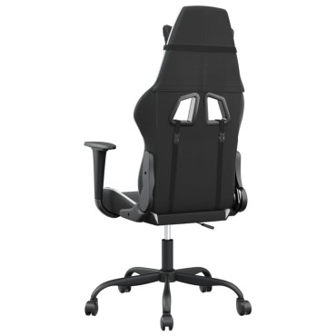 vidaXL Καρέκλα Gaming Μασάζ Ασπρόμαυρη από Συνθετικό Δέρμα 66,5x61x(118-127,5)cm 1 τεμ.