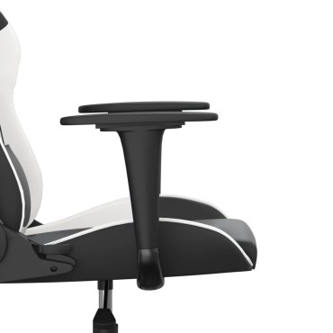 vidaXL Καρέκλα Gaming Μασάζ Ασπρόμαυρη από Συνθετικό Δέρμα 66,5x61x(118-127,5)cm 1 τεμ.
